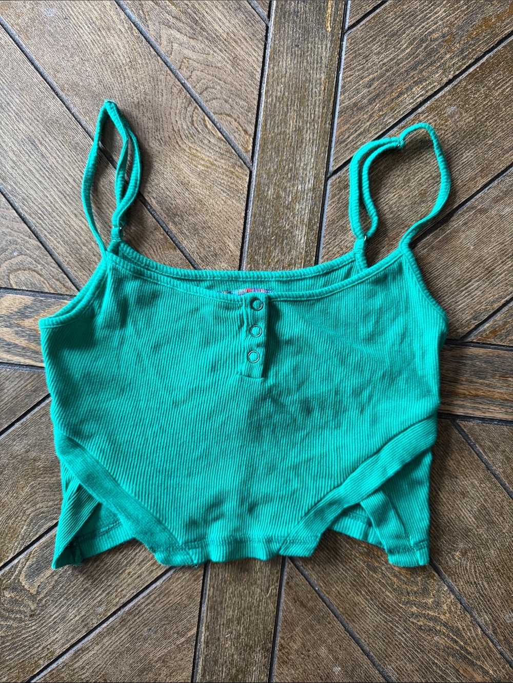 Gymboree Teal Ribbed Button-Front Cropped Cami